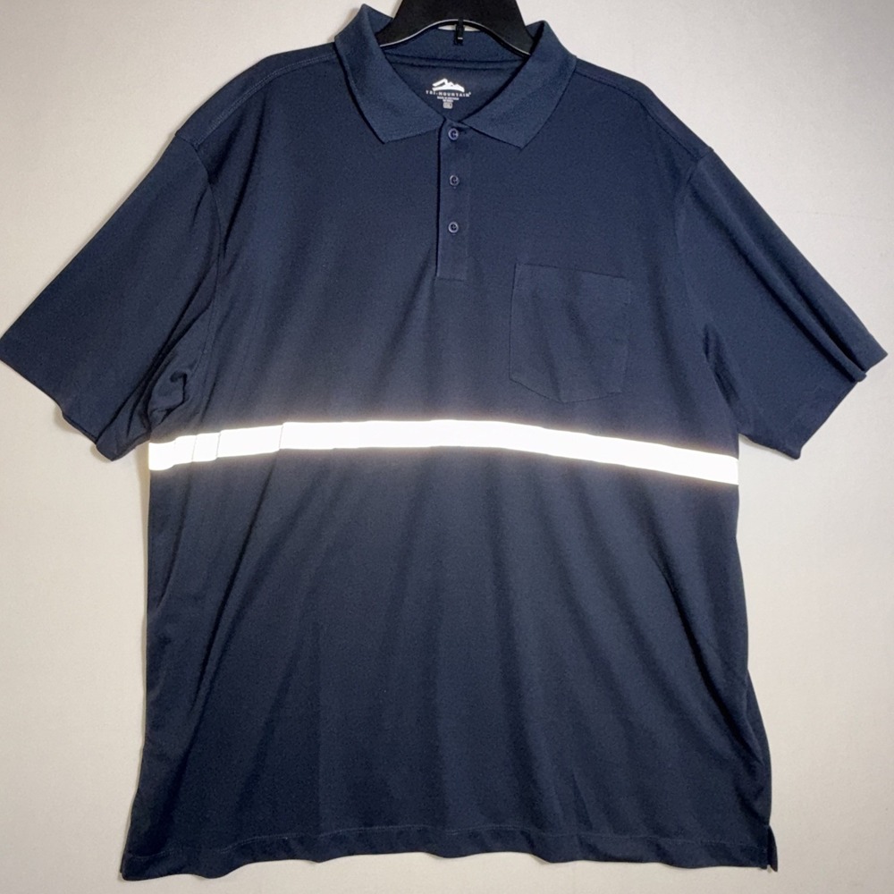 Tri-Mountain K035 Civic S/S Pocket Polo Shirt Reflective Tape Navy Mens Sz‎ 3XL